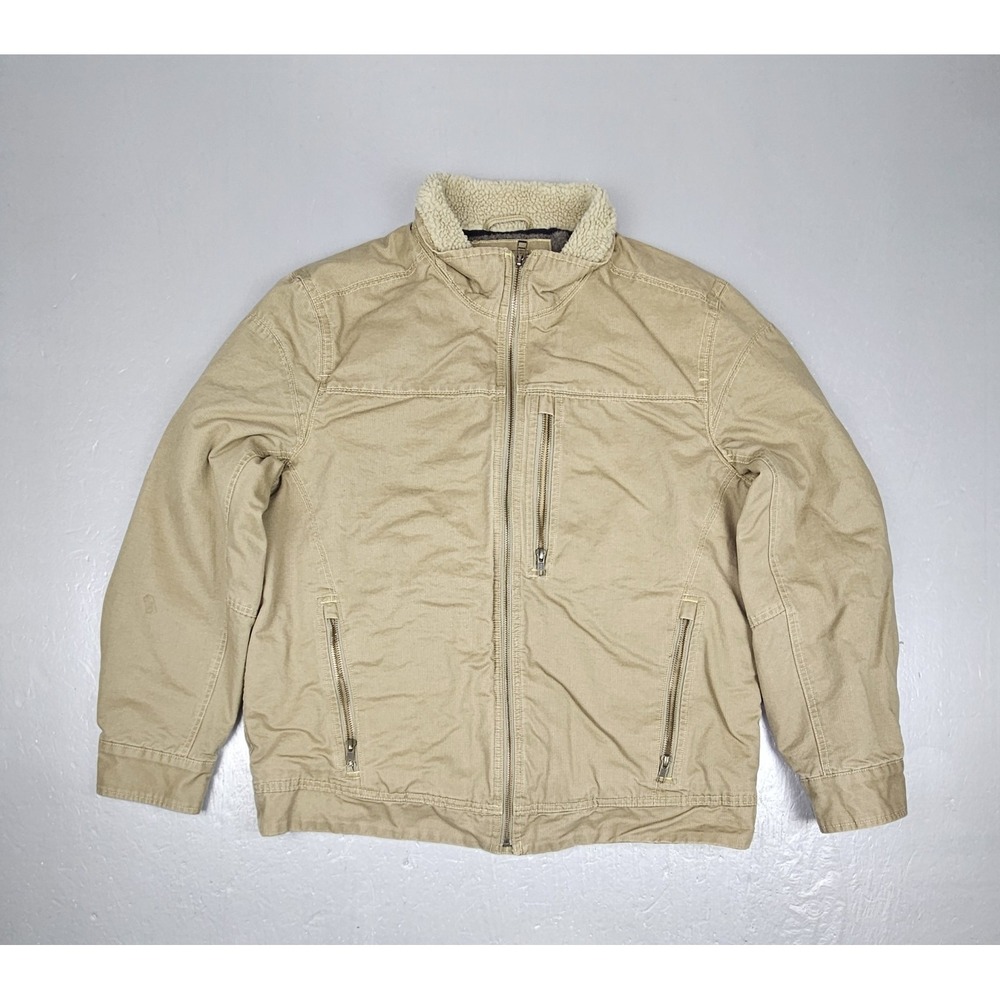 LL Bean Coat Mens Medium Tan Pine Ridge Insulated Field Jacket Fleece Lined